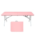 thumbnail image 1 of 6ft Pink Folding Table, Portable Plastic Table for Camping, Picnics, Parties, High Load Bearing Foldable Table, 1 of 7