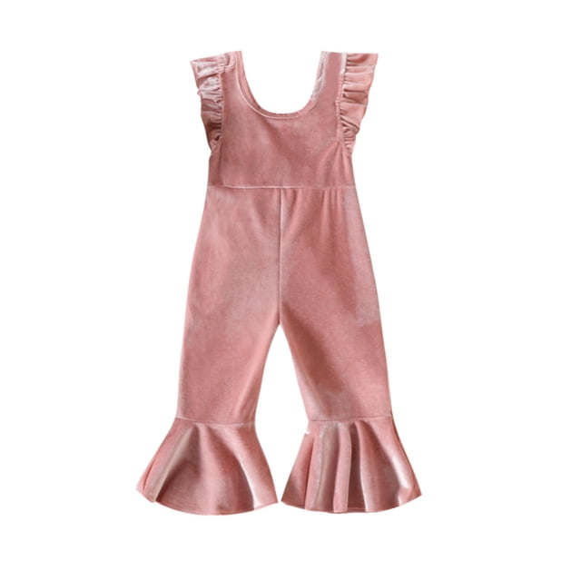 WEIYLL Combinaison Fille Volants Manches Courtes Bas Évasé Été Rd2 Vêtements pour Tout-Petits 2-3 Ans