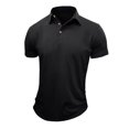 thumbnail image 2 of Chemises Habillées Légères pour Hommes à Manches Courtes, Unies, Tendance, Col à Revers, Ajustées, Pulls avec Poche (Noir, TG), 2 of 4