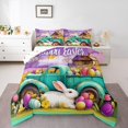 thumbnail image 1 of Erosebridal Easter Eggs Bedding Sets Full with Comforter,Kawaii Rabbit Floral Duvet Insert,Festival Theme Decor,Reversible,3pcs, 1 of 7