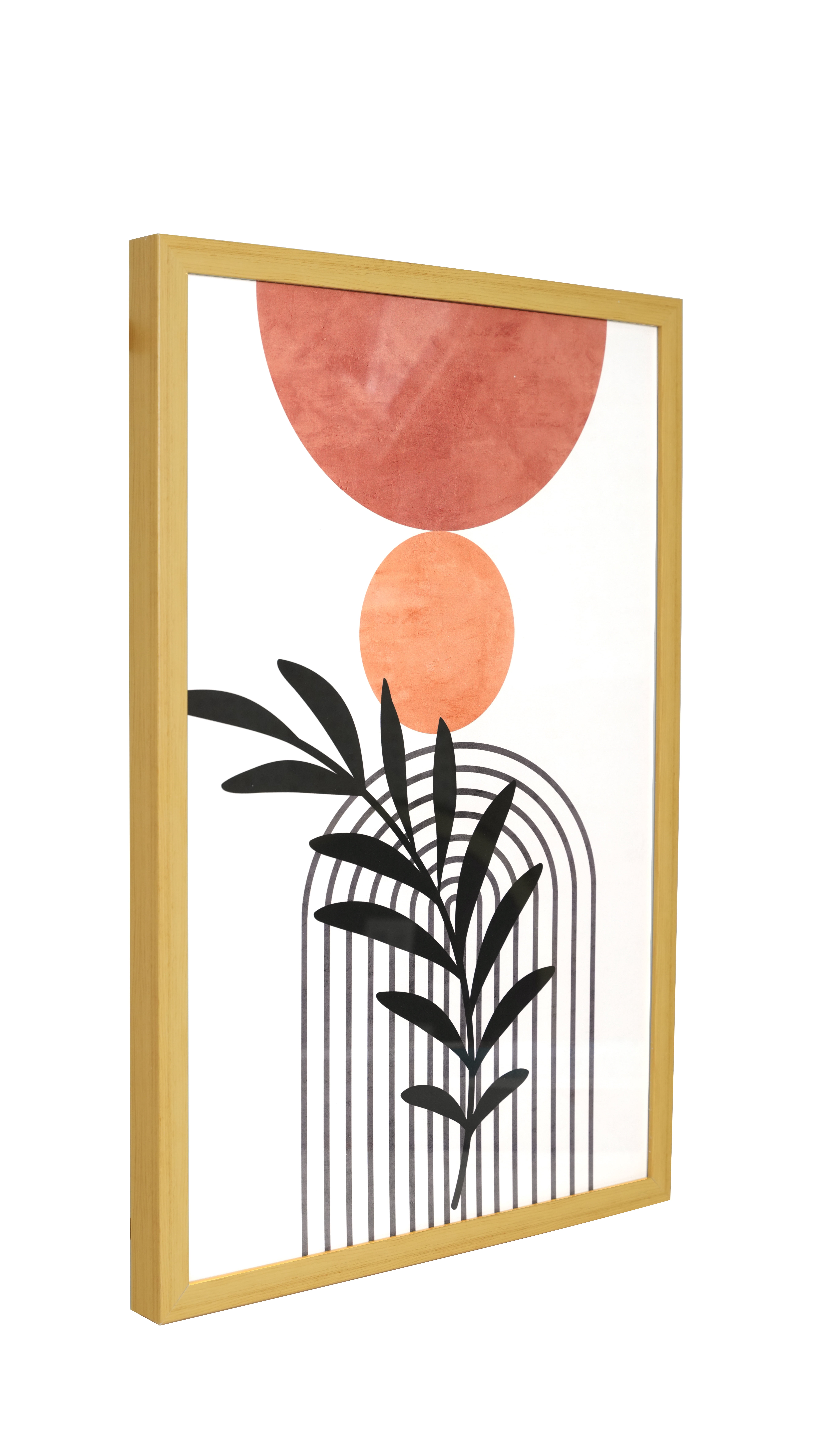 16x24 inch Natural Wood Framed Boho Botanical & Geometric Decor Art