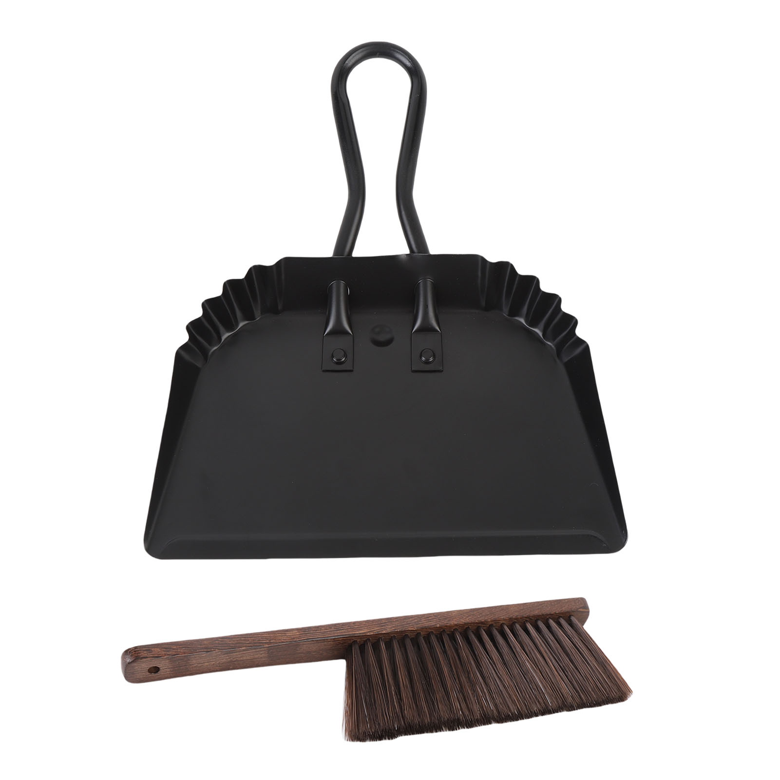 Dustpan and Brush Set, Stainless Steel Beech Suspension Hole Dust Pan Broom  for Home