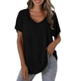 thumbnail image 1 of Yubnlvae T-Shirt Décontracté à Poche à Manches Courtes pour Femmes, T-Shirt Décontracté à la Mode pour Femmes Uni avec Poche, Liquidation! Uni, Col Rond, Noir, G, 1 of 4