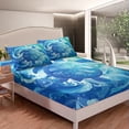 thumbnail image 3 of YST Cartoon Blue Turtle Bed Sheets,Tropical Animal Sheet Set for Teens Adult,Blue White Ocean Wave Fitted Sheet Soft Luxury,Exotic Pattern Bedding Set 4pcs Queen, 3 of 5