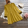 thumbnail image 2 of IROINID T-Shirts à Manches Longues pour Femmes, Couleur Unie, Col Rond, Jaune, 2 of 8