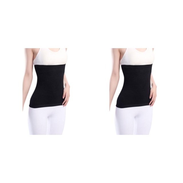 Transemion Stay Warm And Stylish Back Warmer Belt Breathable Elastic Waist Back Support black M 2Set