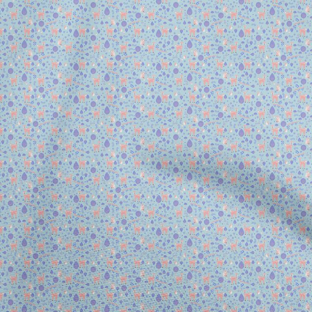oneOone Velvet Light Blue Fabric Animal Sewing Material Print Fabric By The Yard 58 Inch Wide