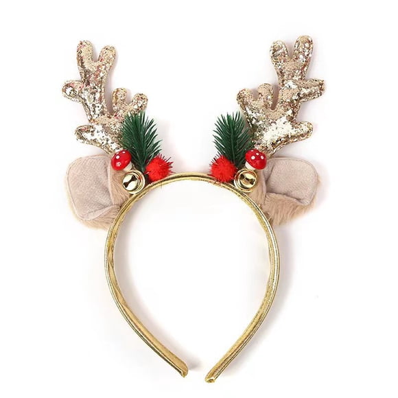 PEONAVET Antler Headband Christmas Decorations for Adults and Children Deer Antler Hair Bands Fabric Art Christmas Gifts