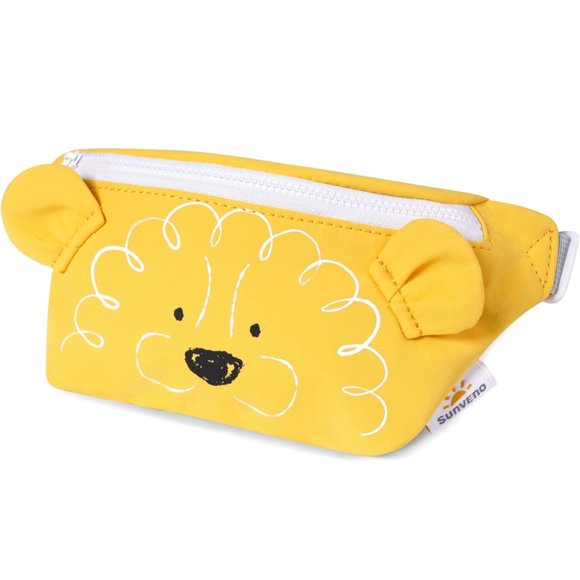 Sunveno Kids Fanny Pack Small Cartoon Crossbody Bag Purse Waist Backpack, Yellow Lion