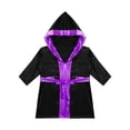 thumbnail image 3 of Yeahdor Enfants Garçons Robe de Boxe Art Martial Muay Thaï Uniforme Manches Longues Kick Boxe Robe à Capuche Ensembles Noir&Violet B 16, 3 of 5