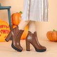 thumbnail image 2 of Unique Bargains Bottes Chelsea à Plateforme à Talons Hauts Épais à Fermeture Éclair pour Femmes, 2 of 7