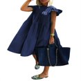 thumbnail image 1 of Women‘s Crew Neck Casual Short Sleeve Ruffle-Trim Summer Mini Dresses, 1 of 4