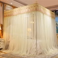 thumbnail image 2 of Bowayaoa Princess Style Bed Canopy Mosquito Net, Three-Door Palace Design Floor-Length Drapes, Soft Polyester Lace Netting for Bedroom Decoration, 2 of 7