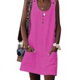thumbnail image 2 of MAWCLOS Femmes Débardeur Robe Couleur Unie Bouton Sundress Casual Travail Équipe Cou Rose Rouge M, 2 of 5