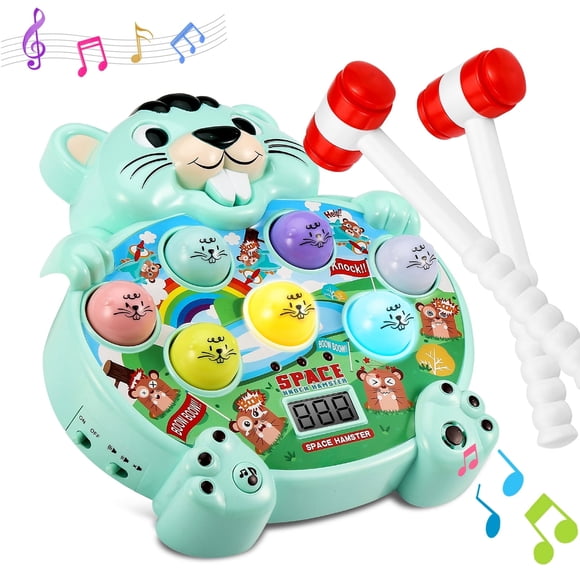 Interactive Whack-A-Mole Game for Toddlers 2-4 | Educational Toy with 2 Soft Hammers, LED Lights & Volume Control | BPA-Free Sensory Learning Activity