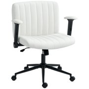 HOMCOM Criss Cross Chair with Arms, Wheels, Wide Office Chair, Cream White