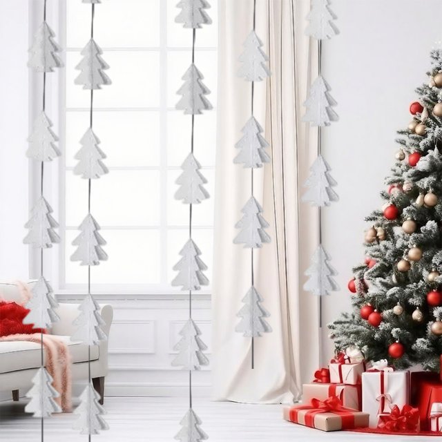 Dvkptbk Décorations Suspendues en Papier Décorations de Noël Mini Guirlande Fanions à Tirer Bannières Suspendues Décorations de Sapin de Noël Scènes Intérieures Vitrine de Magasin Ornements de Fête Déco Maison Décorations de Noël