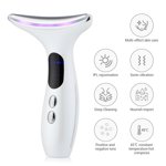 Visage multifonctions & Massager de cou avec chaleur, vibration, rouge/bleu/lude, et EMS Microcurrent, outil de soins de la peau portatifs pour les routines de spa à domicile, blanc