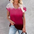 thumbnail image 2 of Pompotops Womens Spring And Summer Casual V-Neck T-shirt Printed Short Sleeved Top Clearance, 2 of 5