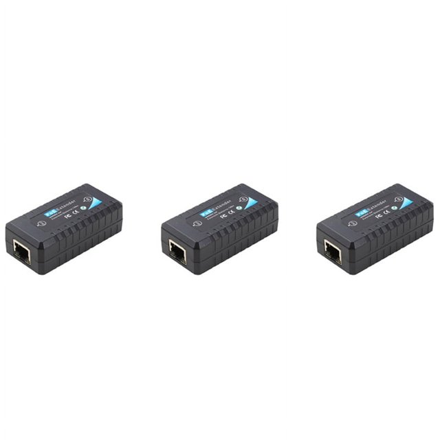 3X 1 Port POE Extender 10/100Mbps with IEEE 802.3Af Standard Input/Output for IP Camera Transmission Distance 120 Meters