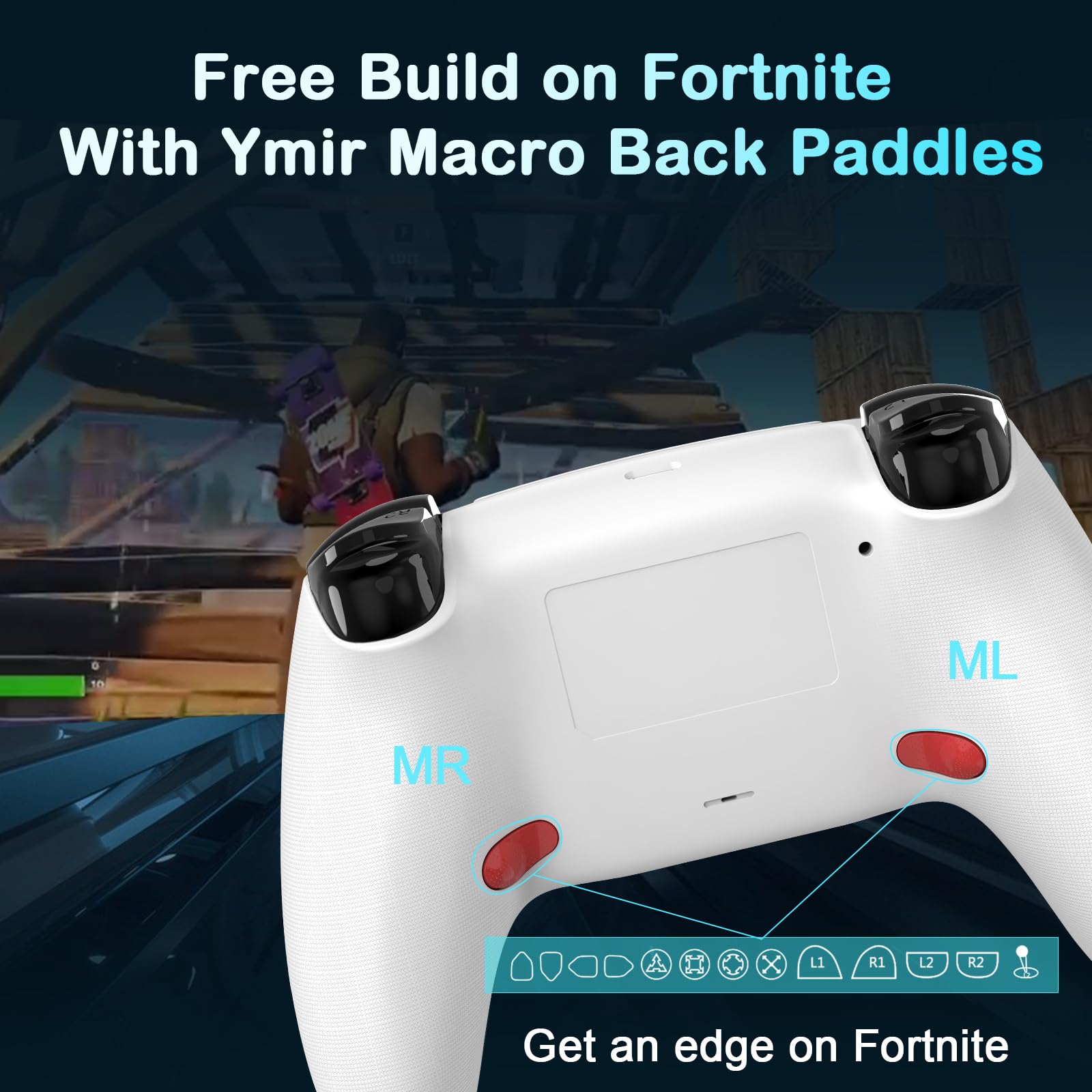 Ymir Luna Controller Wireless Bluetooth Con Batteria 1200 MAh, Stick ALPS Anti-drift, Pagaie Programmabili E Giroscopio Per PC, Fire TV, PS4 - 4