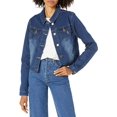 thumbnail image 1 of YDX Women's Jeans Denim Jacket Ripped Raw Hem Cropped in Black or White, Acid Wash Blue, Small, 1 of 2