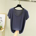 thumbnail image 2 of Yuyuzo Hauts de Pyjama Grande Taille pour Femmes Manches Courtes Haut de Pjs Col Rond Chemises de Nuit Doux Confortables Vêtements d'Intérieur, 2 of 3