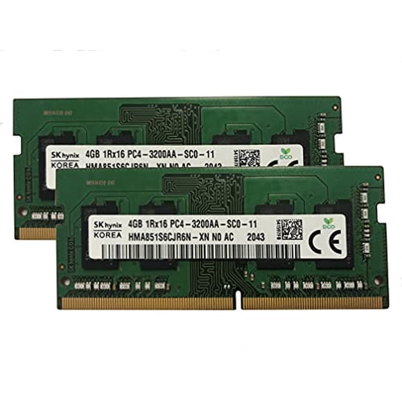 SK Hynix 8GB KIT(2 x 4GB) DDR4 3200MHz PC4-25600 1.2V 1R x 16 SODIMM Laptop RAM Memory Module HMA854S6CJR6N-XN, OEM Package