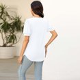 thumbnail image 4 of AherBiu T-Shirts pour Femmes à Encolure Carrée, Coupe Ample, Plissés, Tendance, Décontractés, Confortables, Manches Courtes, T-Shirts, 4 of 5