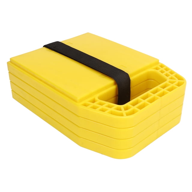 4 Pcs Coussinet de Prise pour VR Empêcher les Vérins de s'Enfoncer Antidérapant Résistant aux Intempéries Bloc de Prise de Nivellement pour Caravane Roulotte Remorque Jaune