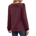 thumbnail image 4 of EQWLJWE Blouses à Manches Longues pour Femmes Col Rond Manches Longues Creusées Patchwork T-shirt Ample Vêtements d'Automne pour Femmes, 4 of 5