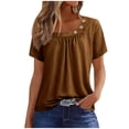 thumbnail image 2 of asjyhkr T-Shirts d'Été pour Femmes Col Rond Manches Courtes Légers T-Shirts Décontractés Mode Confortables Basiques, 2 of 6