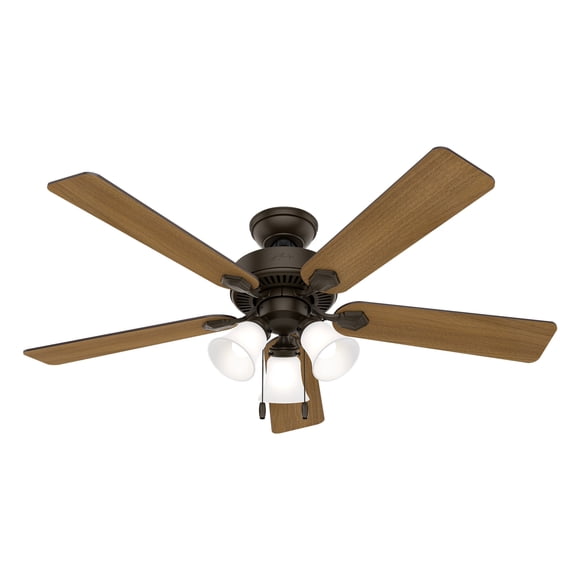 Hunter Ventilateur de Plafond Intérieur de 52 Pouces avec Lumières DEL - Ventilateur de Plafond Bronze avec Chaîne de Tirage, pour Chambre, Salon Ou Cuisine, Montage Standard, Sans Télécommande, 5 Pales - Swanson 50887, Bronze Neuf
