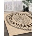 thumbnail image 3 of Ahgly Company Tapis d'Intérieur Lavable en Machine Carré Transitionnel Brun Or Foncé, 8 Pieds Carré, 3 of 7