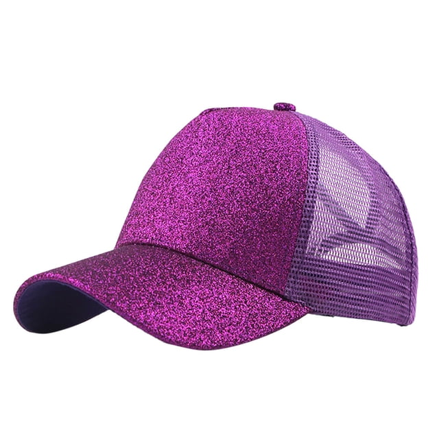Baseball Cap Display Ponytail Messy Buns Trucker Plain Baseball Visor Cap Unisex Glitter Hat