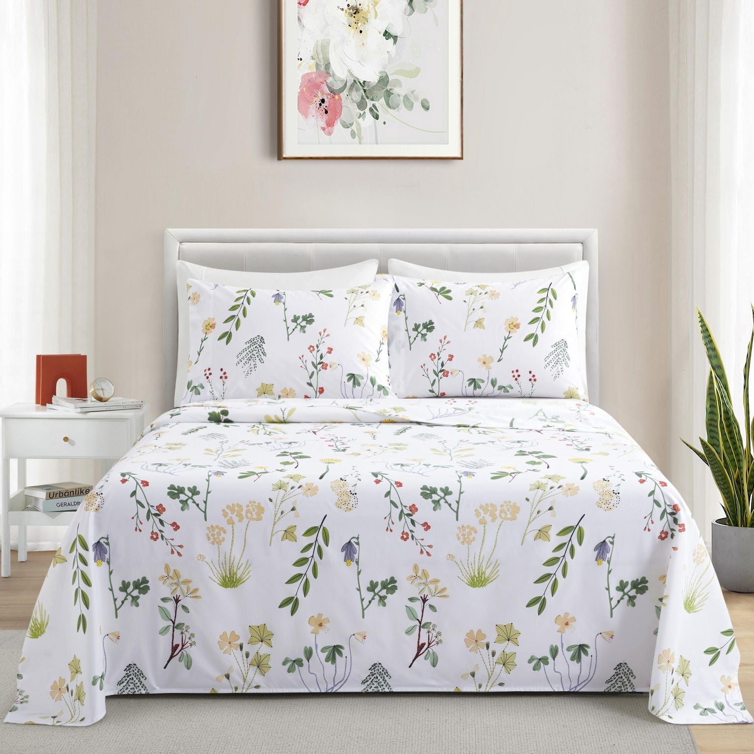 Literie Marina Décoration ultra douce et soyeuse, imprimée, en rayonne de bambou, toutes saisons, avec taies d'oreiller
