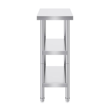 KFFKFF Food Preparation Table in Stainless Steel, Dimensions 14 x 24 x 34 Inch, Suitable for Commercial Kitchen Use, Comes with 2 Modifiable Undershelves, Robust Prep Table and Metal Work Table