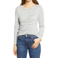 thumbnail image 1 of HALOGEN women's  Ruched Tencel Top In Grey Heather size XS, 1 of 1