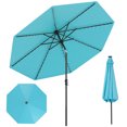 thumbnail image 1 of Costway Parasol de Patio Solaire de 10 Pi avec 96 Lumières DEL, Inclinaison Réglable à 35°, Toit Ventilé, Turquoise, 1 of 10