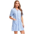 thumbnail image 1 of Aislor Robe d'Uniforme d'Infirmière pour Femmes à Manches Courtes, Tenue de Travail Médicale avec Poches, Chemise Boutonnée, Uniforme de Sarrau Bleu Pâle 3TG, 1 of 7