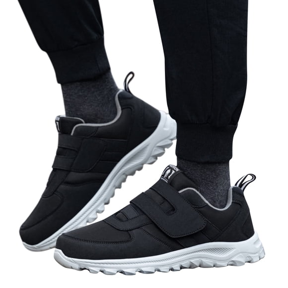 Dakaela Men's Slip on Sneakers Waterproof Running Hiking Walking Shoes Arch Support Casual Flats Black 10.5