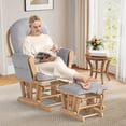 thumbnail image 2 of Gymax Glider & Ottoman Cushion Set Wood Baby Nursery Rocking Chair Glider Gray, 2 of 10