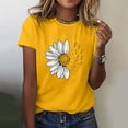 thumbnail image 2 of WTXUE T-Shirts à Manches Courtes, Col Rond, Graphiques, pour Femmes, Été, Ample, Blo, Coton Floral, Décontracté, Jaune/tournesol m, 2 of 6