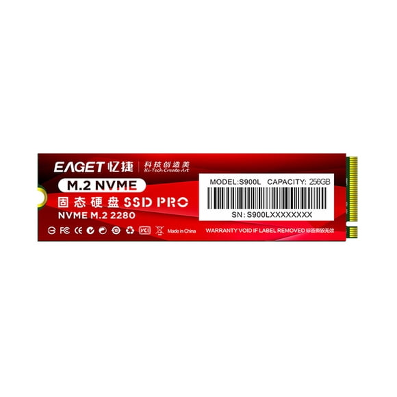 EAGET S900L NVMe SSD 256GB - PCIe3.0X4 Interface, Up to 1990MB/s Read & 1400MB/s Write Speed, SMI Controller, Ultra-Slim 8x2.2x0.35cm Design, 5g Lightweight, Ideal for File Backup, Movies, Music &