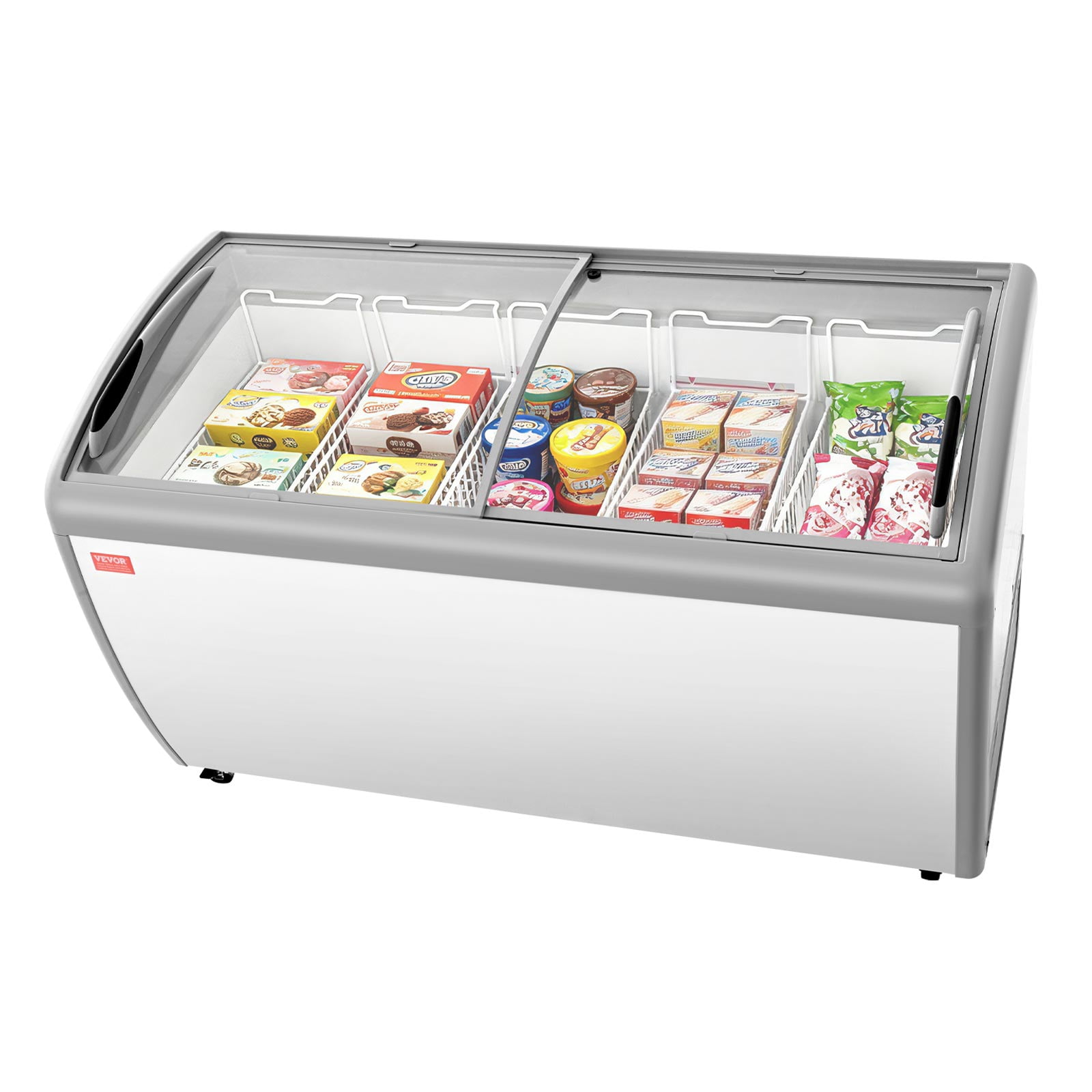VEVOR Commercial Ice Cream Display Case, 16.3 Cu.ft Chest Freezer, -19 to 3℉ Temp Adjustable Mobile Top Deep Freezer with 5 Wire Baskets