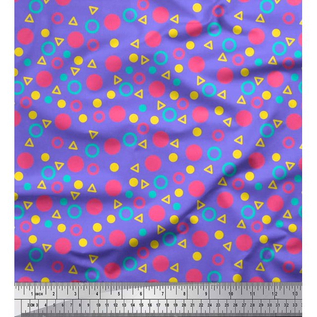 Soimoi Moss Georgette Tissu Cercle, Point & Triangle Géométrique Tissu Imprime par Yard 42 Pouces de Large