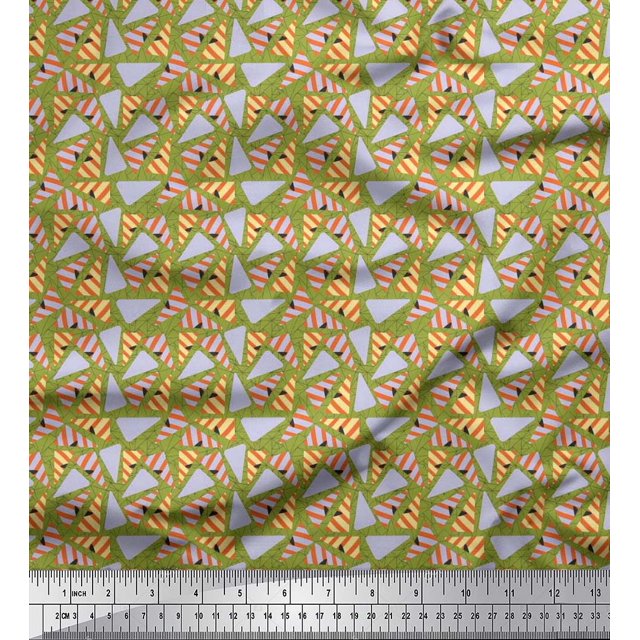 Soimoi polyester Crepe Fabric Triangle Geometric Decor Fabric Printed Yard 42 Inch Wide