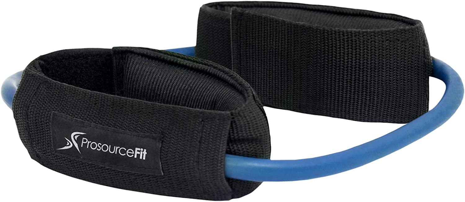 ProSource Leg Resistance Exercise Band Heavy Duty Tube, 6.8-9 kg with Padded Ankle Cuffs for Lower Body Workouts