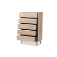 thumbnail image 3 of Baxton Studio Miren Mid-Century Modern Light Oak and Dark Grey 5-Drawer Chest, 3 of 5