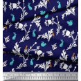 thumbnail image 2 of Soimoi polyester Crepe Fabric Leaves,Floral & Rabbit Animal Printed Fabric 1 Yard 52 Inch Wide, 2 of 3